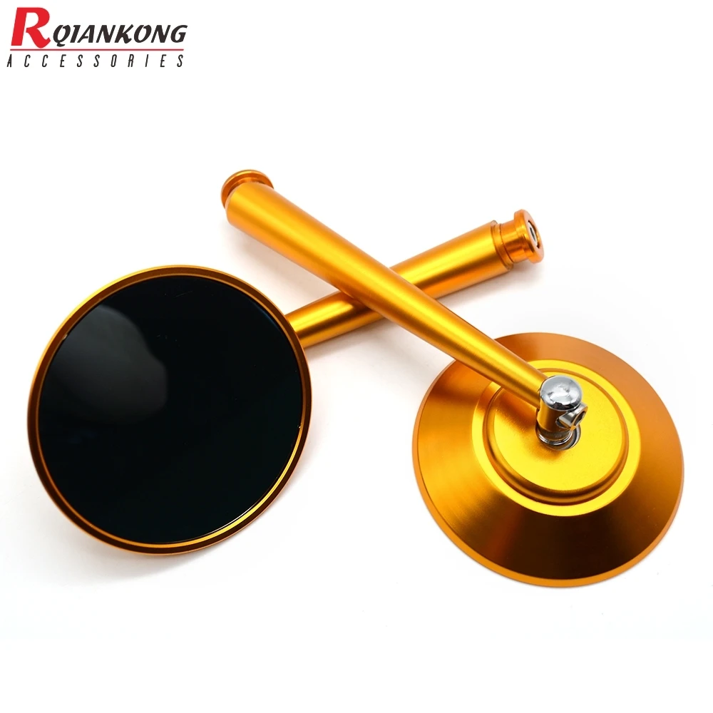 Зеркало заднего вида мотоциклетное универсальное алюминиевое синее стекло на