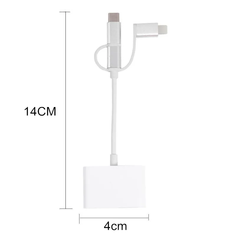Для iphone и Android TYPE C к HDMI Совместимость 1080P 3 в 1 цифровой av адаптер Lightning для 11 XR X 8 7 ipad
