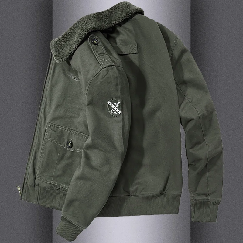 Мужская зимняя куртка в стиле милитари повседневная плотная теплая армейские