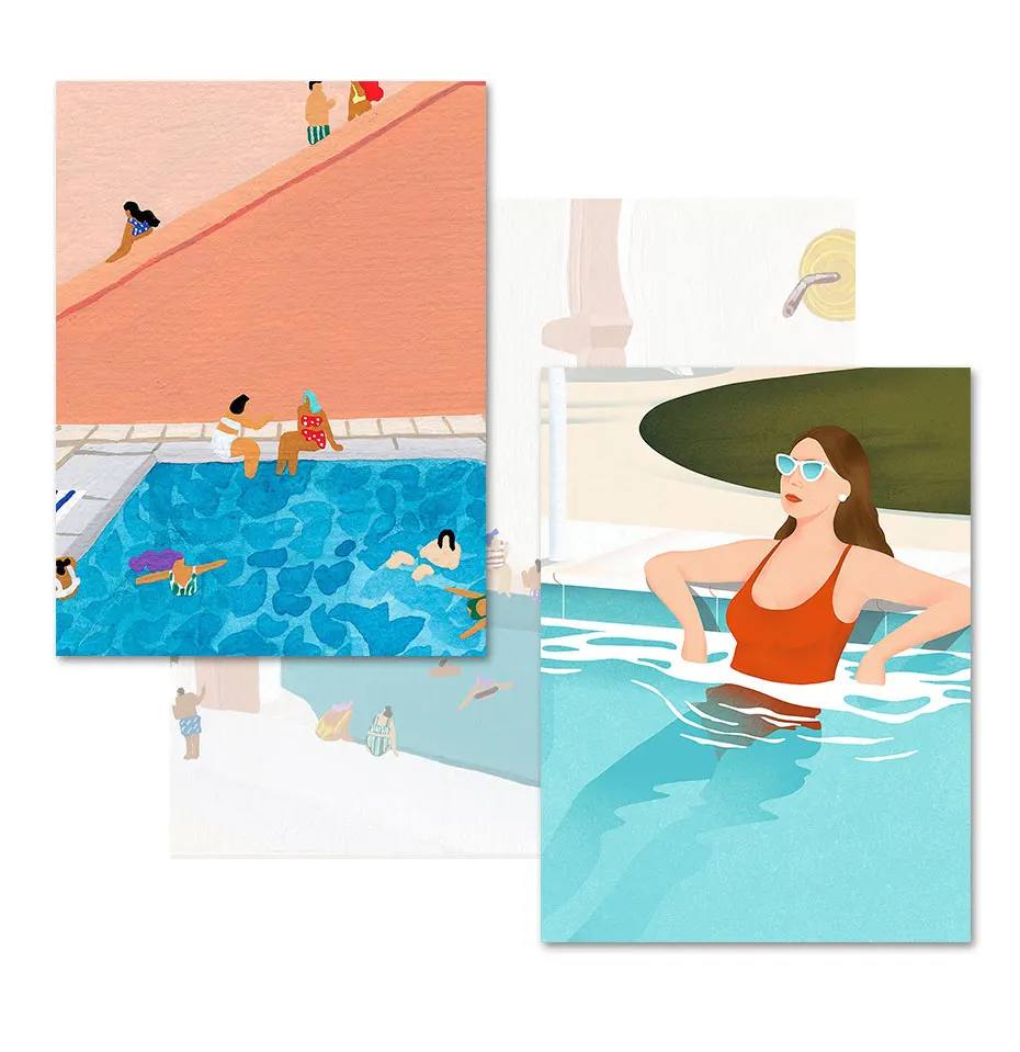

Summer pool party Wall Art Canvas Painting Posters And Prints Swimming Wall Pictures Interior For Living Room Decor Unframed