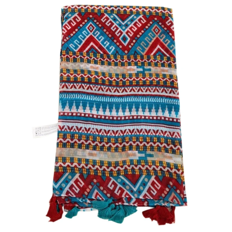 

Womens Ethic Geometric Large Scarf Tassel Shawl Bohemia Hijab Pashmina Elegant New 2021