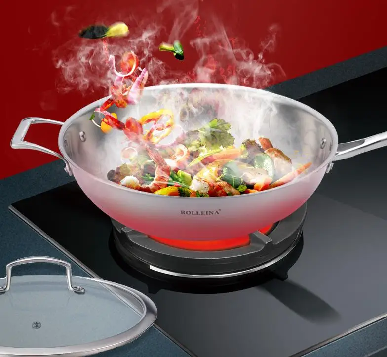

304 stainless steel frying pan, special for household electric frying non stick pan induction cooker, gas stove, frying pan and