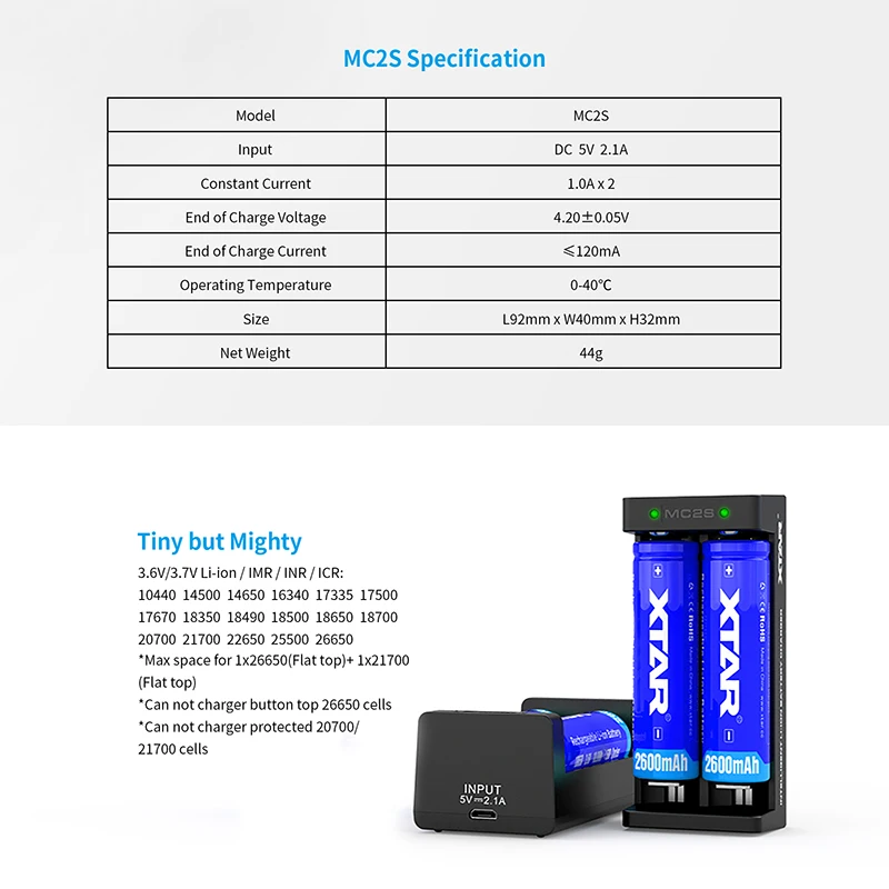 XTAR USB зарядные устройства для 10440-26650 батареи зарядки MC4 MC1 плюс MC2 плюс MC6C MC1S MC2S 18650 20700 21700 Батарея зарядные устройства