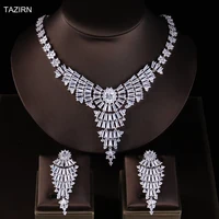 5a level cubic zirconia dubai wedding bridal jewelry set zircon necklace and dangle earrings party jewelry sets gift for women
