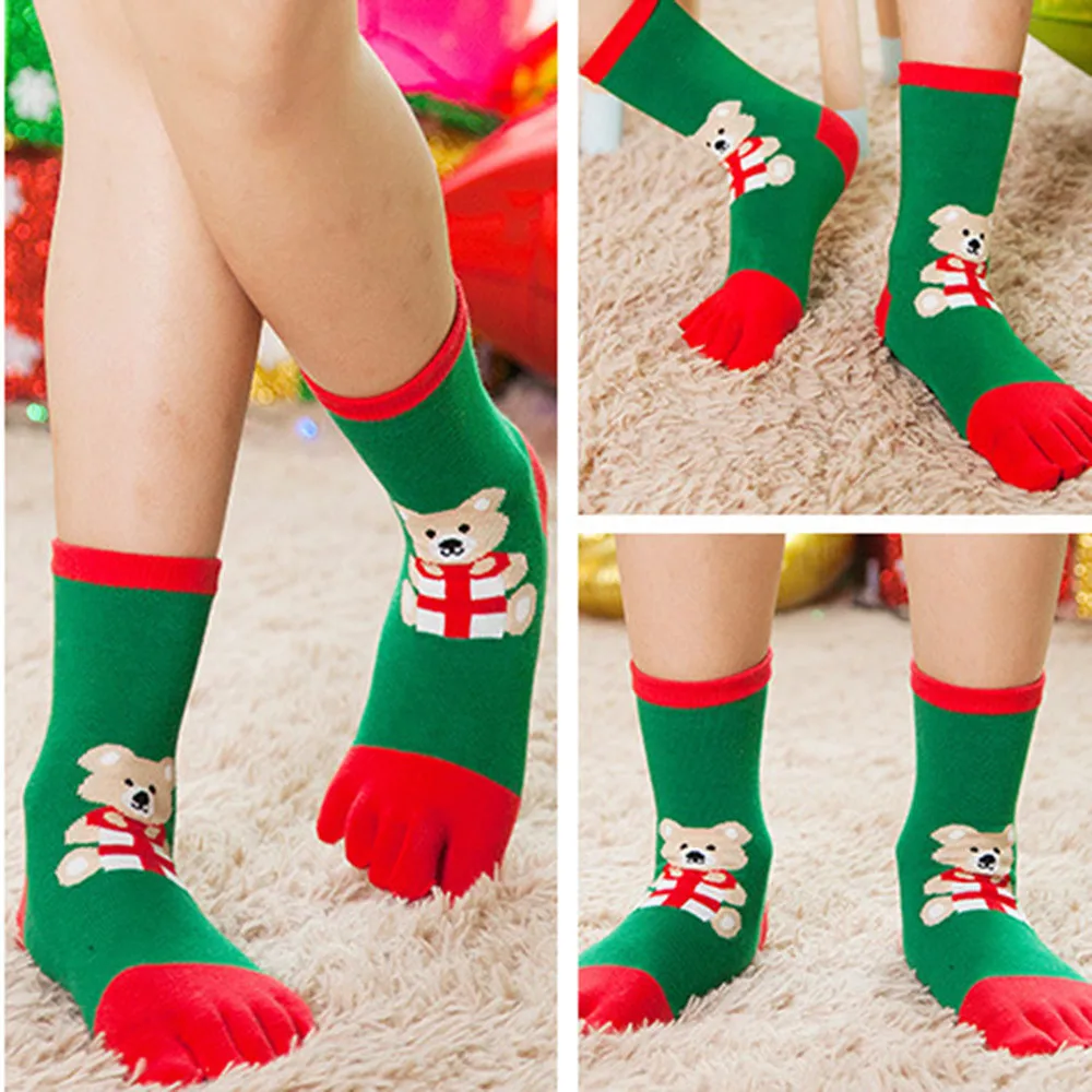 Рождественские носки унисекс с принтом Разноцветные пальцами женские пятью