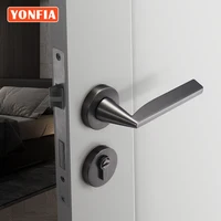 YONFIA 8048 Black Brushed nickel Modern Design Lever Door Handle for Hotel Privacy Bathroom Security Mortise Door Lock Black