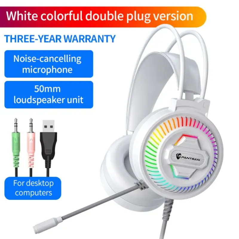 

Игровые наушники, игровые стереонаушники с глубокими басами, проводные стереонаушники со светодиодный светильник кой для ПК, телефона