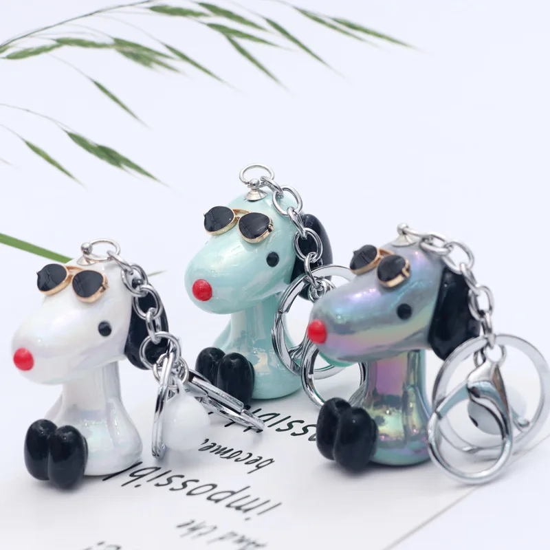 Брелок для ключей в виде животного Snoopy собаки сумка Очаровательные очки