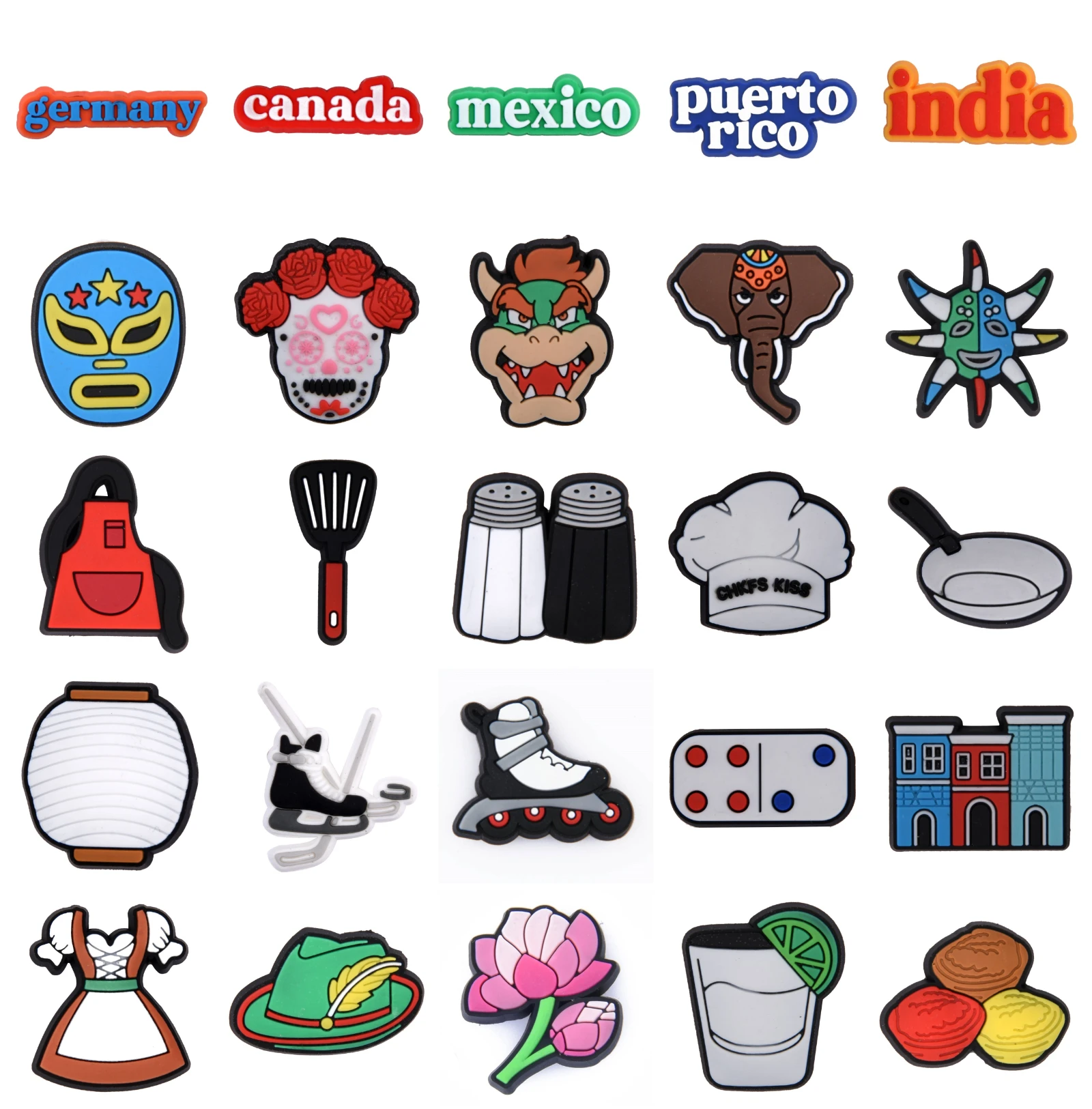 New Arrival  PVC Croc Charms Animals Skating Cooking Tools Shoe Decoration For JIBZ Kids Adults Party Gifts