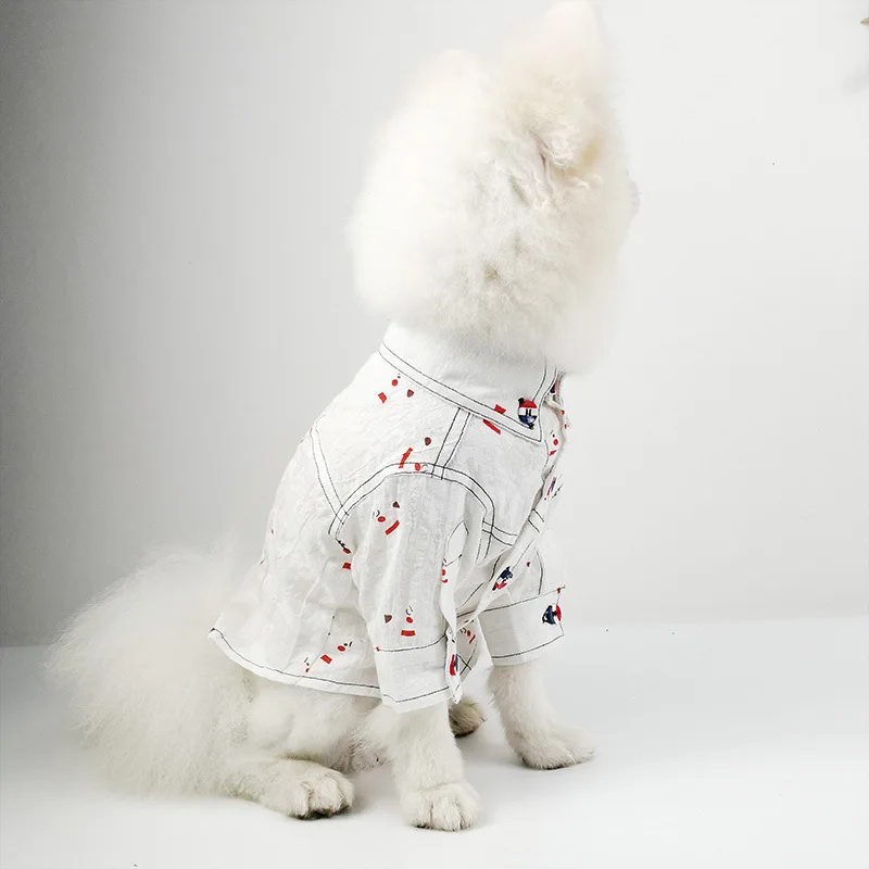 

Animal Print Dog Shirt Clothing Fashion Social Casual Pet Shirt Slim Fit Long-Sleeve Dog Party Clothes for Pet