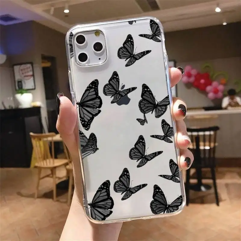 

Vintage Butterfly Fashion art Phone Case Transparent soft For iphone 5 5s 5c se 6 6s 7 8 11 12 plus mini x xs xr pro max