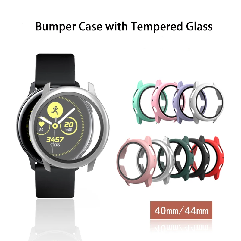 Чехол для Samsung galaxy watch active 2 44 мм 40 полноразмерный бампер с закаленным стеклом