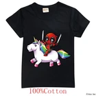 Летняя футболка с короткими рукавами футболки для мальчиков старшего возраста, Детская фильма Дэдпул; Рубашки ярких Цвет топы с принтом, футболки для девочек на От 2 до 15 лет, для детей, одежда