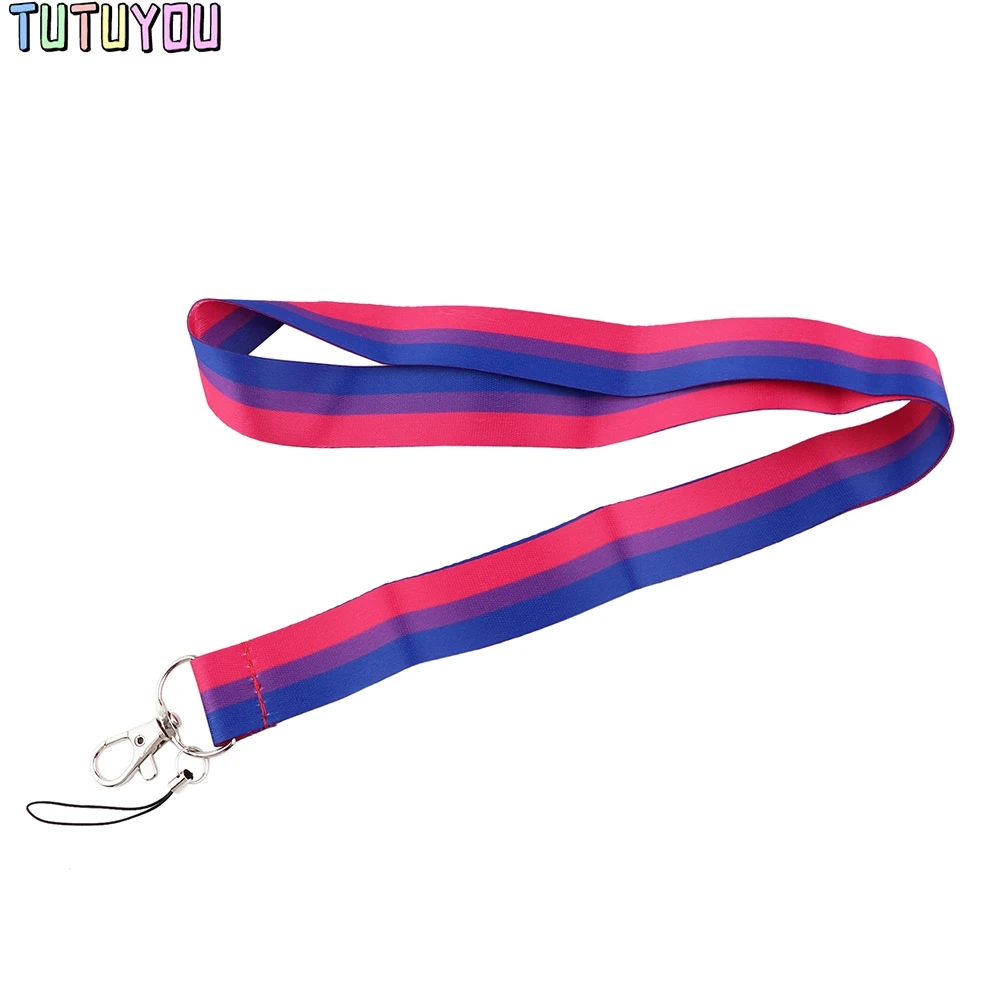 

1pcs PC2959 Bisexual Flag Fashion Lanyards ID Badge Holder Bus Pass Case Cover Slip Bank Credit Card Holder Strap Cardholder