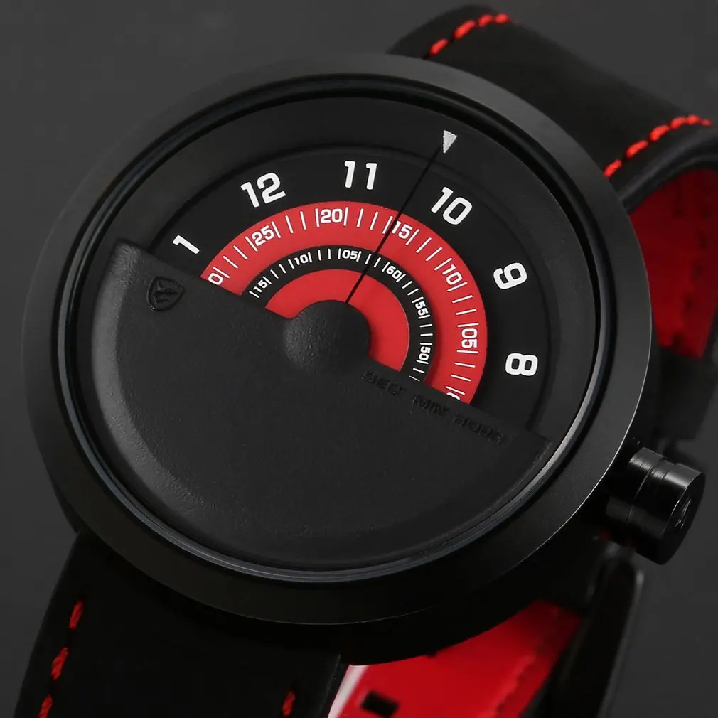 Red SH421 Shark спортивные часы для мужчин поворотный циферблат красный аналоговый Кварцевые мягкие Crazy Horse кожа уникальный дизайн для мужчин s наручные часы/SH421 - Цвет: Red SH421