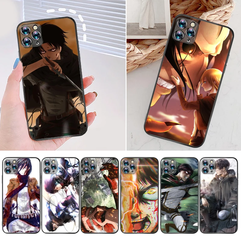 

Attack On Titan Eren Jager Mikasa Ackerman Armin Arlert Levi Phone Case For iPhone 12 Pro MAX SE 2020 12Mini Cases Carcasa