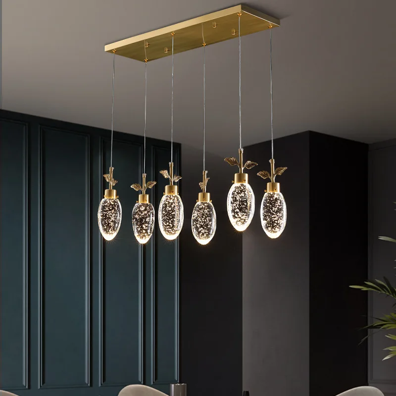 

Modern luxury all-copper crystal lamp restaurant LED chandelier Nordic home interior lighting bedroom kitchen Pendant Lights