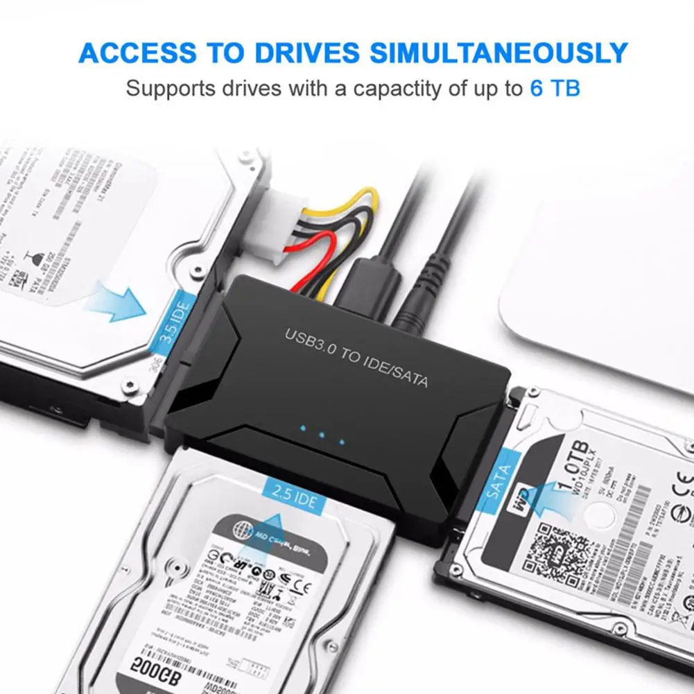 

Универсальный Переходник USB 3,0 в SATA/IDE 2,5 дюйма 3,5 дюйма, Кабель-адаптер для внешних жестких дисков, 5 Гбит/с, HDD SSD, конвертер для ПК, ноутбука