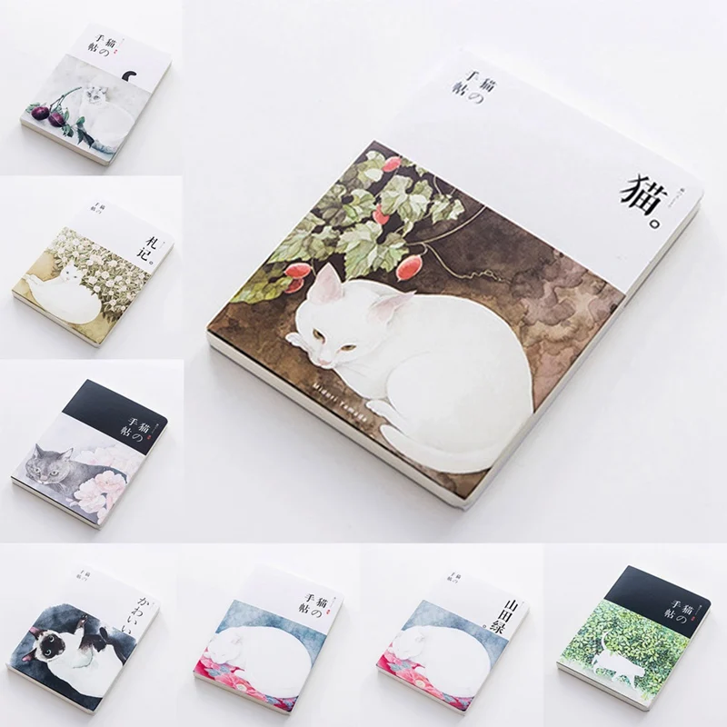 

1 Pcs Cute Cat Notebook Paper Sketch Book Office School Supplies Gift New Blank Vintage Sketchbook Diary Drawing Painting
