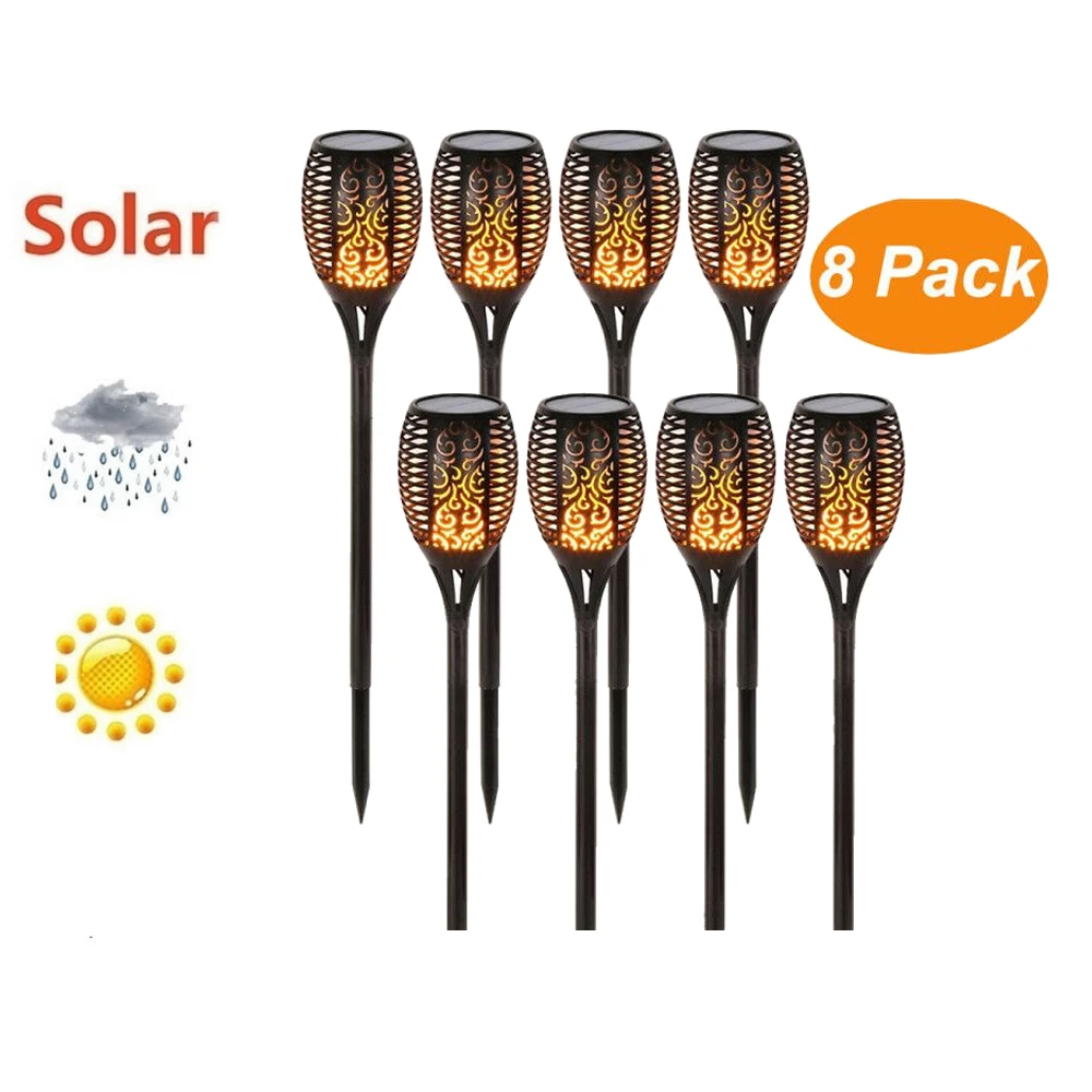 

2-8 pcs LED Solar Flame Lamp Flickering Outdoor IP65 Waterproof Landscape Yard Garden Light Lighting Torch Light smart on at ni