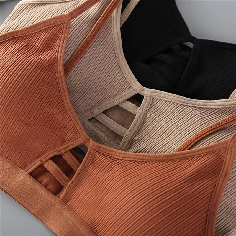 

Solid Color Sexy Hollow Bra Thin strap Push Up Bra Wire Free Seamless Underwear Women Slim Fit Cozy Thread Female Bras