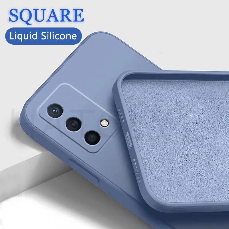 

For OPPO A74 Case Square Liquid Silicone Anti-slip Candy Color Rubber Case For OPPO A74 Cover For OPPO A95 94 4G 5G A54 5G A53