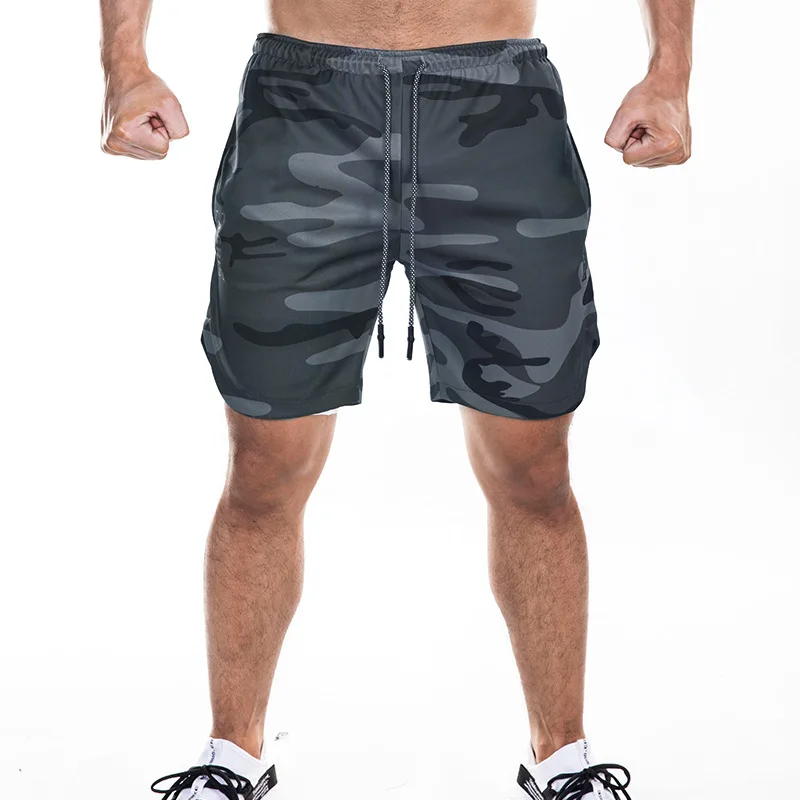 штаны брюки штаны мужские Летние мужские спортивные шорты, свободные двухслойные пятиконечные брюки с несколькими карманами, мужские штан...