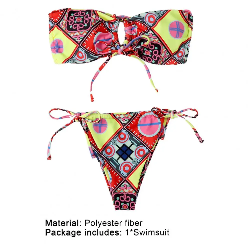 

2021 New Summer Geometric Print Bikini Set High Waist Swimwear Swimsuit Women 2 Pieces Bikini Women's Swimsuit Polyester Bikini