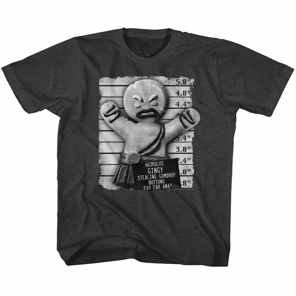 Shrek Gingy Mugshot американская классика Молодежная Футболка футболка летняя стильная