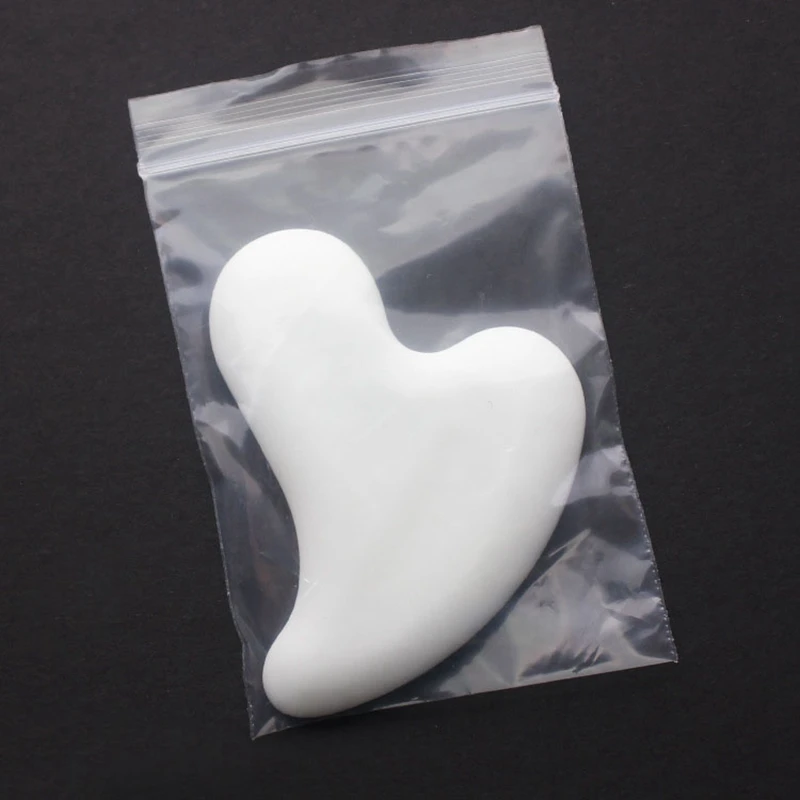 

White Ceramic Gouache Scraper Facial Massage Scraping Board Eye Body Acupoint Pressure Therapy Chinese Traditional Gua Sha Tool