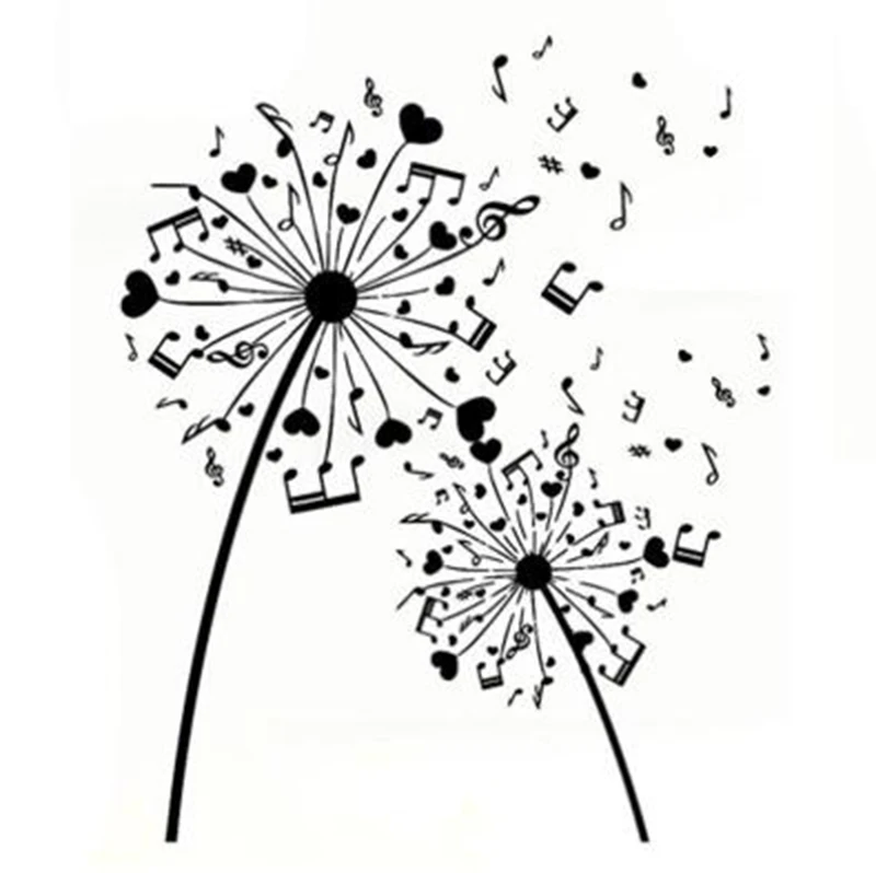 Черный/Серебряный интересный музыкальный Декор Одуванчик силуэт Автомобильная