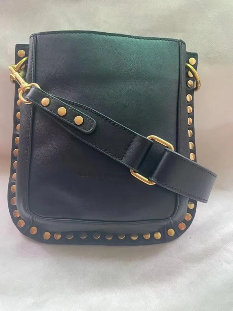 Kopen Vrouwen Klinknagel Decoratie Echt Lederen Mini Een Schoudertas Zwart Nieuwe Mode 2021 Dames Handtas