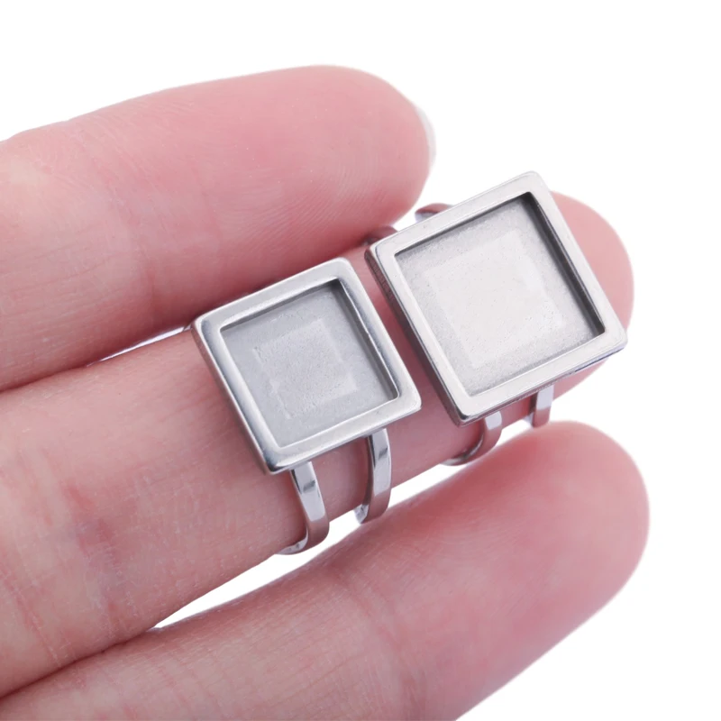 3 шт. кольцо кабошон базовая пустая Камея плоские настройки Нержавеющая сталь