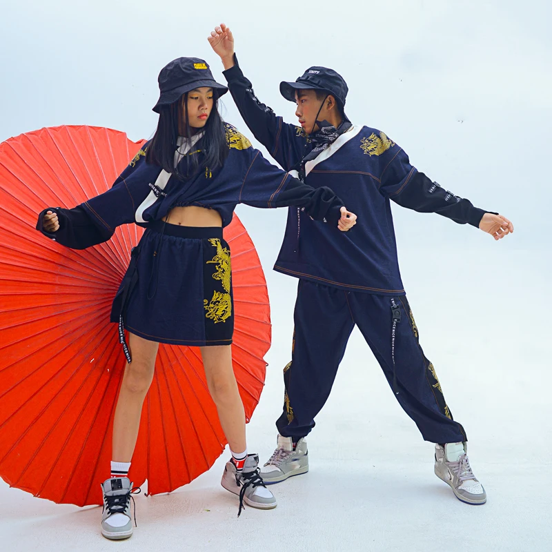 

Chinese Style Children'S Hip Hop Dance Costumes Martial Arts Black Hiphop Suit New Year'S Day Jazz Performance Clothes 120-170