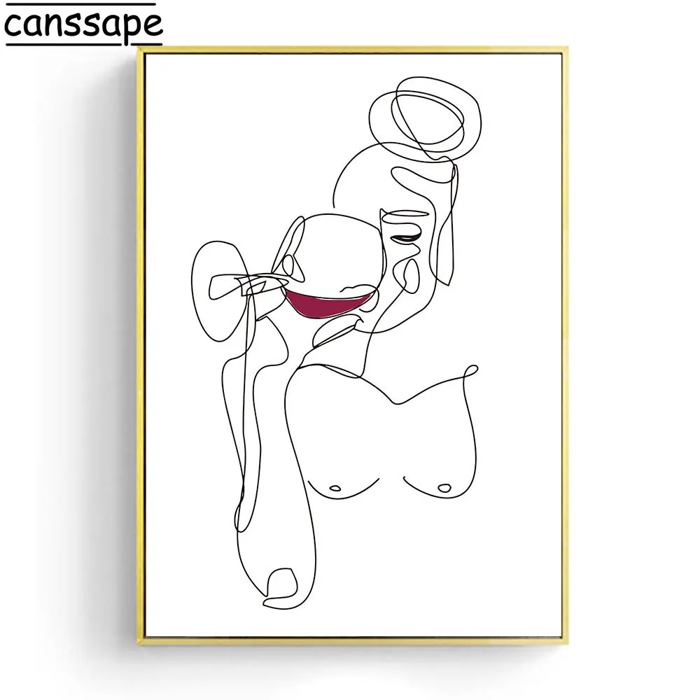Абстрактная женщина Плакаты линия настенная живопись с обнаженными фигурами
