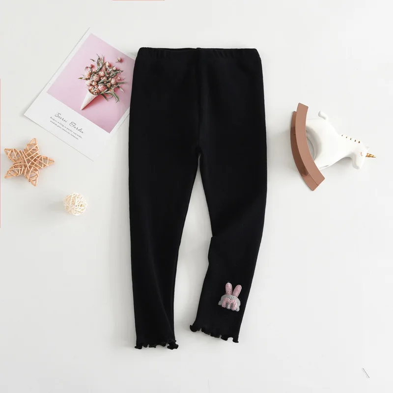 Свободные прямые штаны с кроликом для девочек леггинсы модная детская одежда