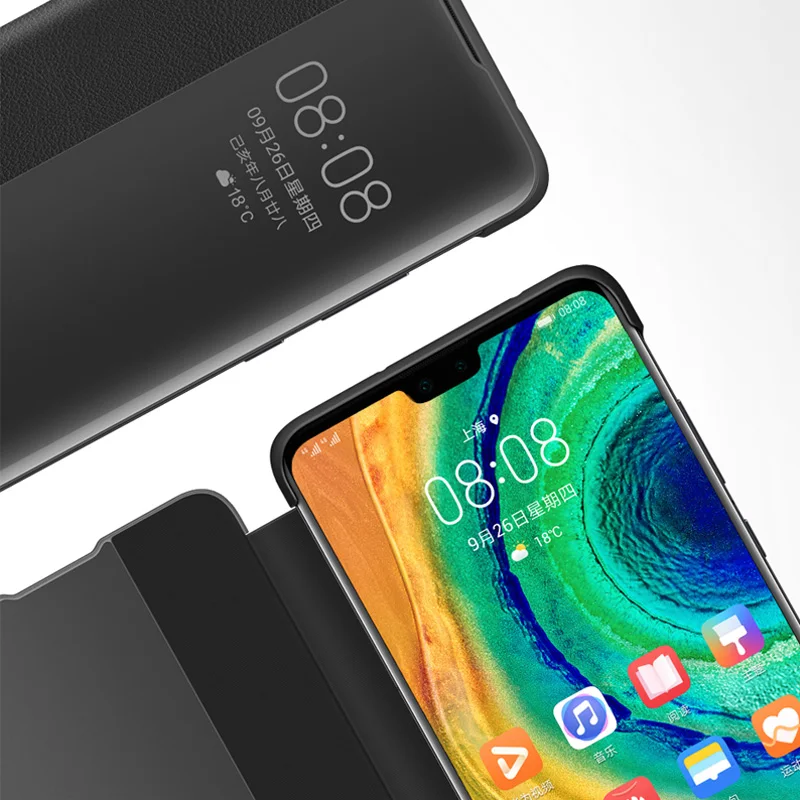 original huawei mate 20 prop30 promate 30 promate 40 pro smart view mirror leather protection cover flip auto sleep case free global shipping