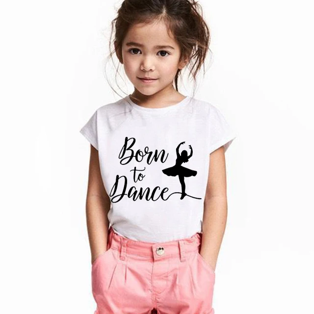 

Born to Dance Fashion New Summer Boys Clothes Cute Girls Tshirt Letter Print Tops Casual Kids Tee Shirts Round Neck Girl Clothes