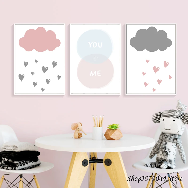 Детские декорации в скандинавском стиле розовые постеры и печатные Decorativos