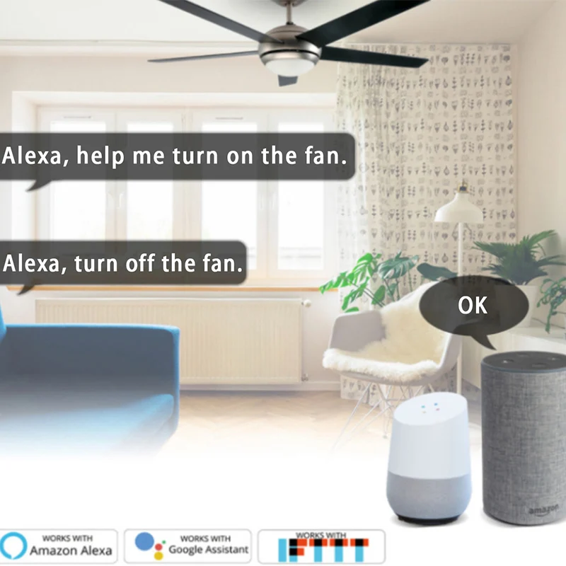Smart fan switch WIFI network link smart life APP control US standard AC100V 240V | Обустройство дома