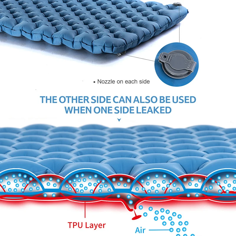 Туристический надувной матрас Naturehike нейлоновый портативный легкий двойной