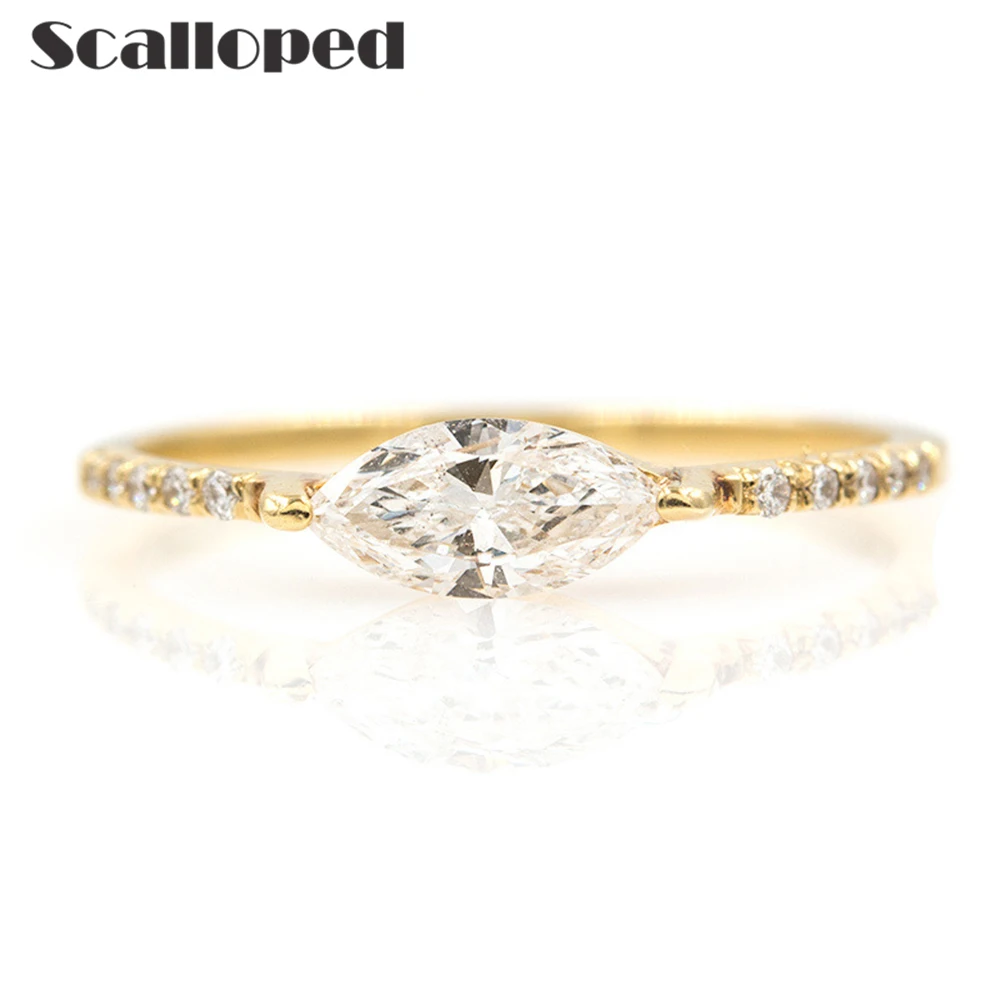 

SCALLOPED European Trendy Wedding Rings For Women 2020 New Exquisite Zircon Vintage Statement Jewelry Anillos Dropshipping