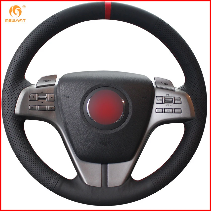 MEWANT черный из натуральной кожи красный маркер чехол рулевого колеса автомобиля