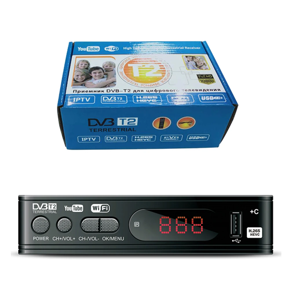 1080P цифровой ТВ конвертера DVB T2 H.265 IPTV Set Top Box Декодер каналов кабельного
