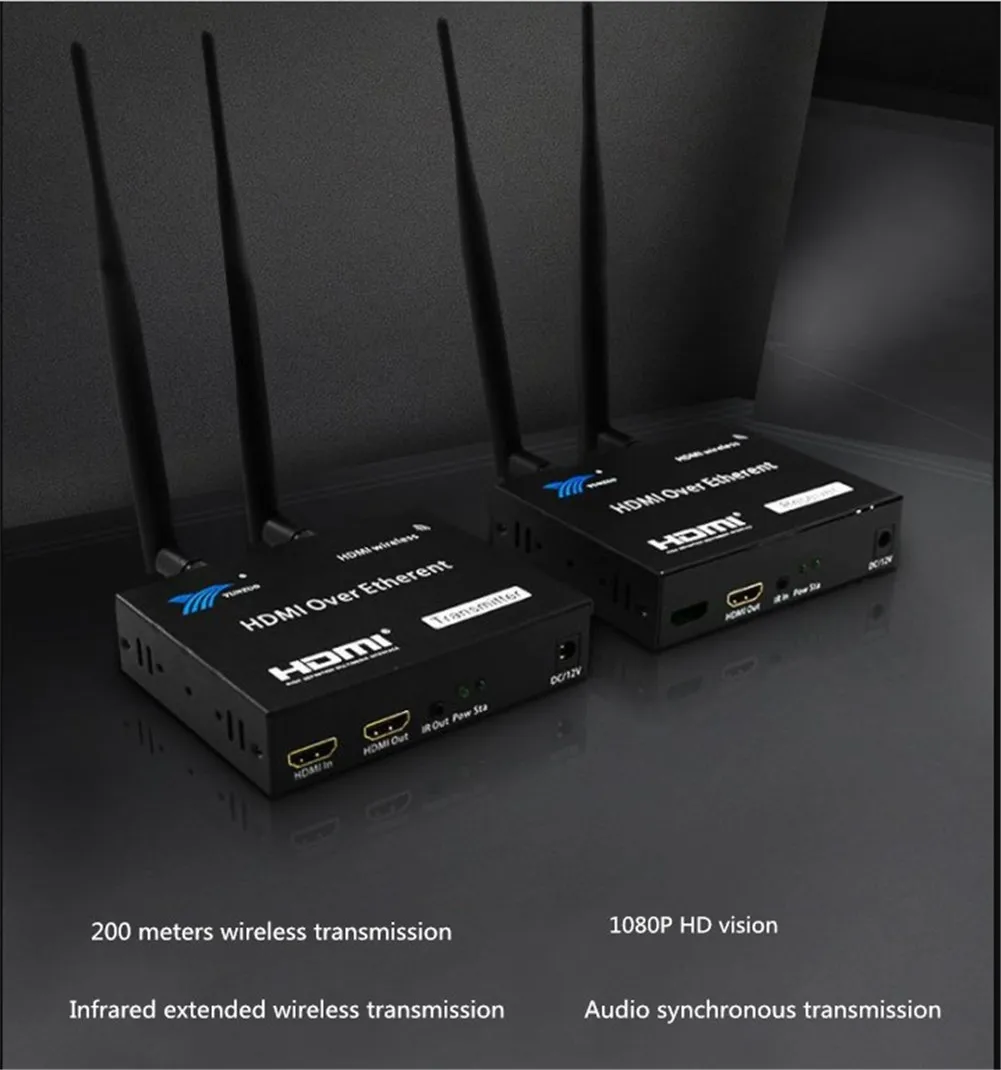 HDMI беспроводной удлинитель, 200 м беспроводной WiFi приемник передатчика HDMI 2,4 ГГц/5G 1080P с ИК-пультом дистанционного HDMI удлинитель для DVR, DVD