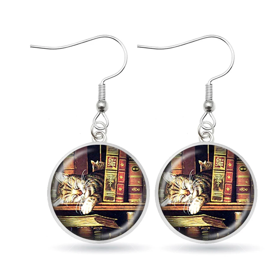 Забавные серьги в виде книжных книг винтажная книжная полка креативный принт