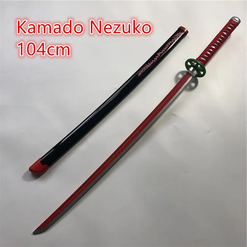 

1:1 Kimetsu no Yaiba Sword Weapon Demon Slayer Kamado Nezuko Cosplay Sword Anime Ninja Knife wood toy 104cm