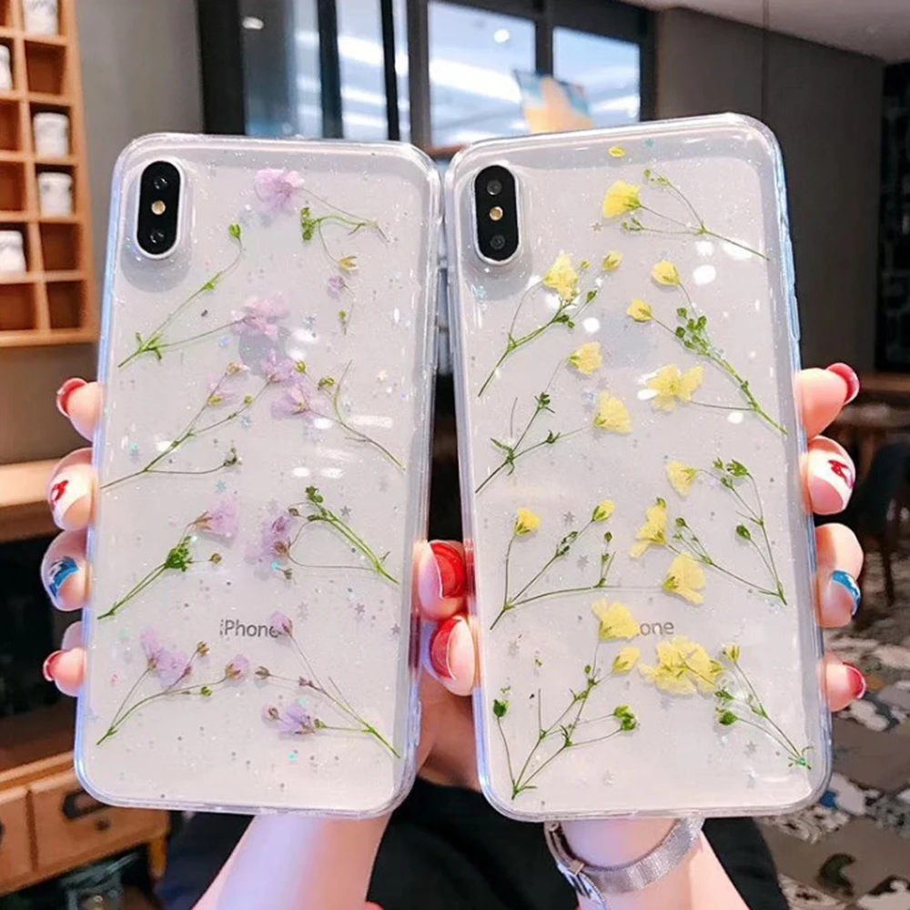 Роскошный простой прозрачный чехол с настоящими сушеными цветами для Apple iPhone 11 Pro