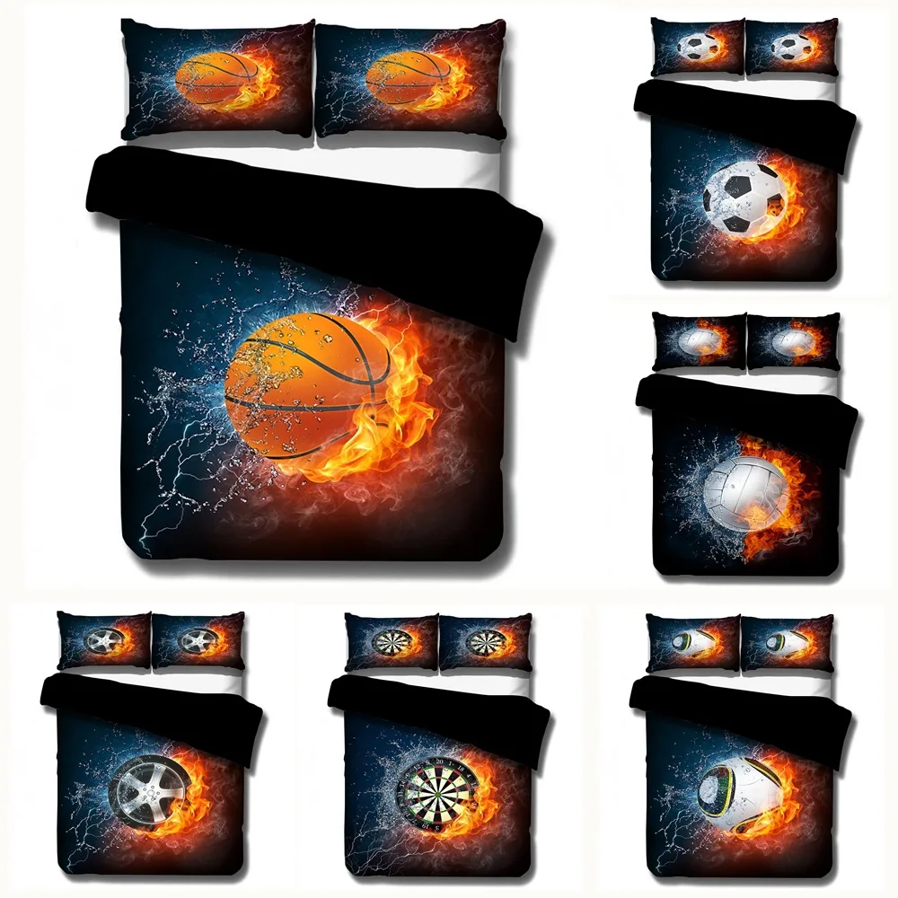 3D Printed Hot Water Fire Basketball Comforter Bedding Set Duvet Covers Home Queen King Single Size Luxury Kids Gift Boys | Дом и сад