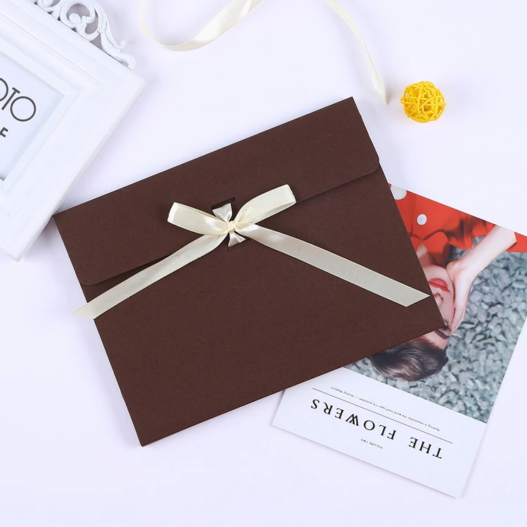 Подарочная коробка 10 шт./лот с лентой карман для письма носовой платок шелковый